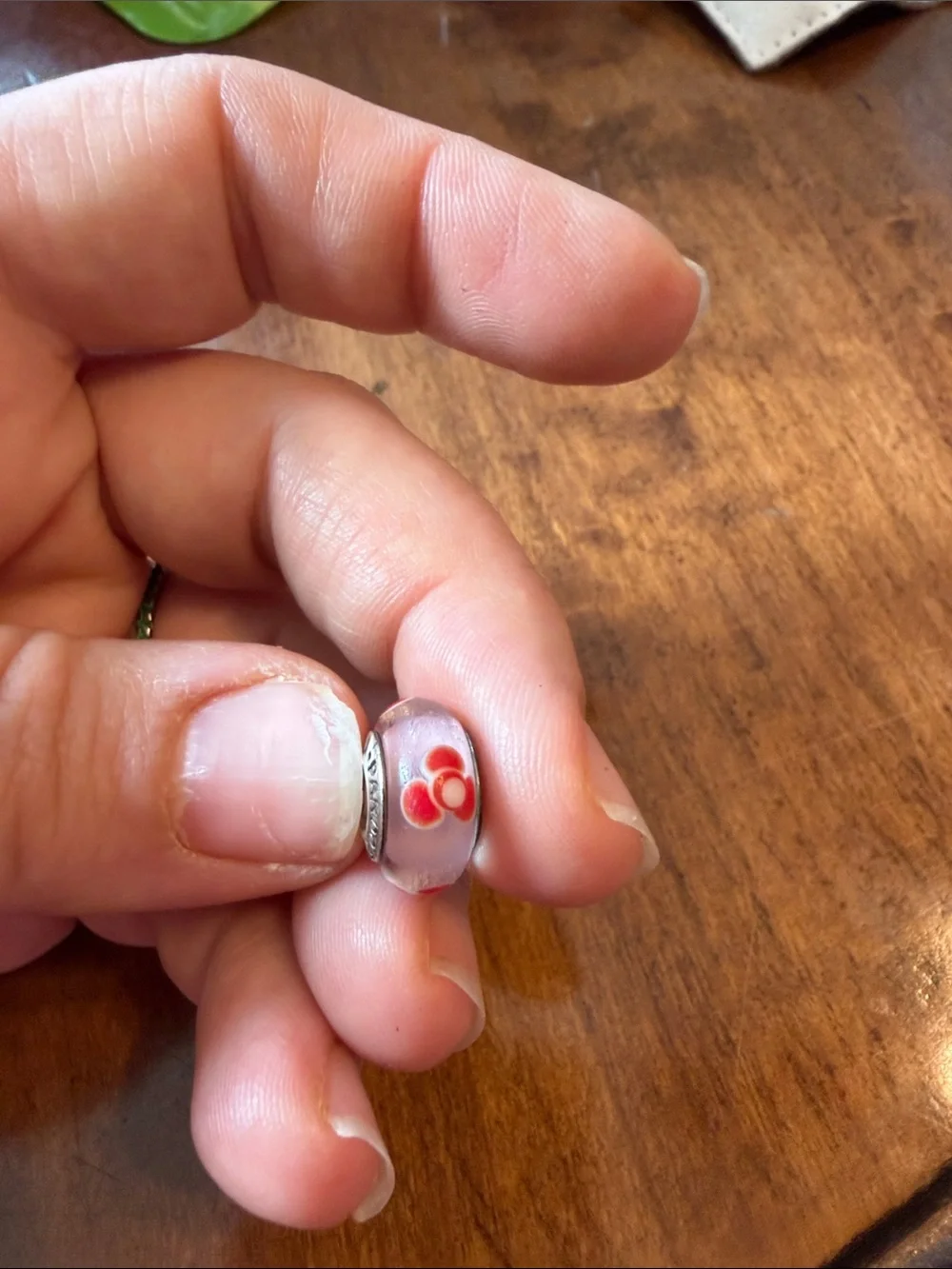 Pandora Clear Glass Charm with Red Polka Dots